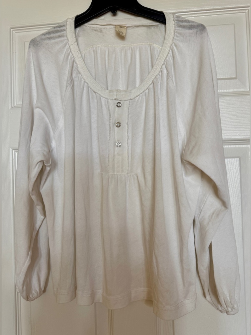 We The Free Soft White Long Sleeve Oversized Peasant Top Womens S